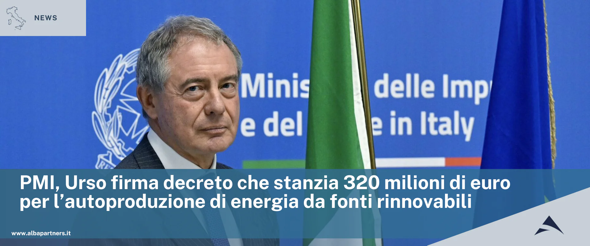 PMI, Urso firma decreto che stanzia 320 milioni di euro per l’autoproduzione di energia da fonti rinnovabili